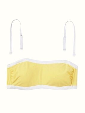 🌴 Shade & Shore Bandeau Bikini Top. Yellow / White.  Size L. NWOT.
